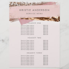 Flyer Preços e Serviços Rosa Dourado e Etiqueta Rosa