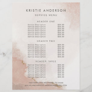 Flyer Preços e Serviços Rosa Pó e Dourado Pastel