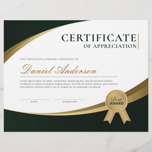 Flyer Prêmio de Certificado de Apreciação Profissional (Frente)