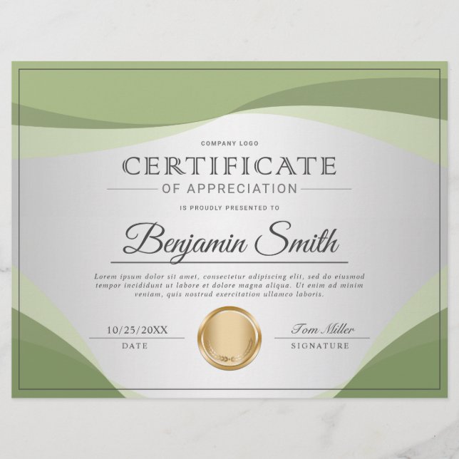 Flyer Prêmio de Certificado de Apreciação Profissional (Frente)