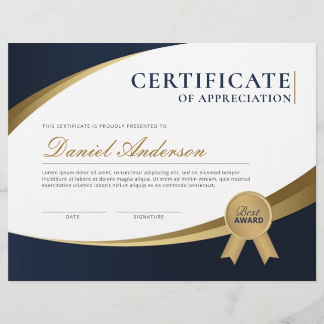 Flyer Prêmio de Certificado de Apreciação Profissional (Frente)