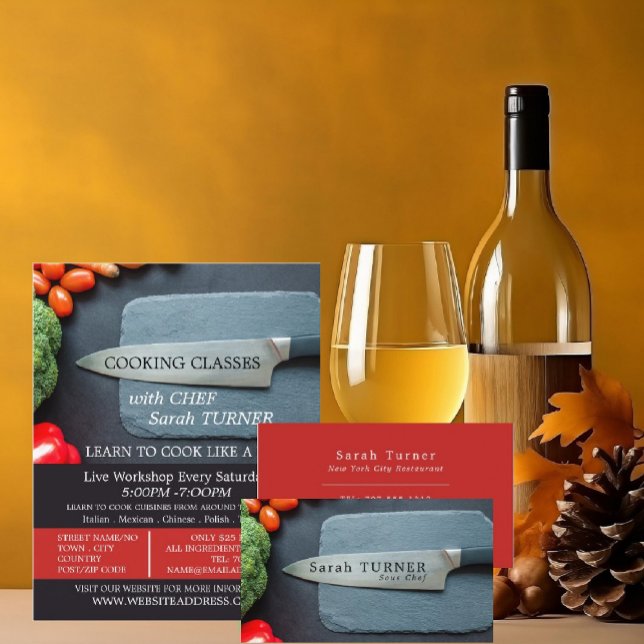 Flyer Prep Kitchen & Knife, Cozinhar Classes Publicidade (Criador carregado)