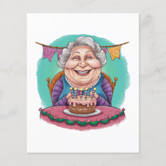Flyer Presente de Bolo de Aniversário da Vovó Fofa