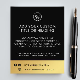Flyer Preto Dourado Logotipo de empresa personalizado Mí