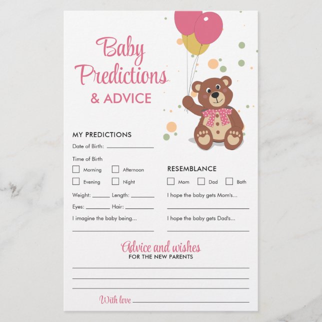 Flyer Previsão de Bebês e aconselhamento Jogo do Urso Ro (Frente)