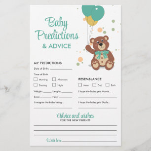 Flyer Previsão de Bebês e aconselhamento Jogo do Urso Ve