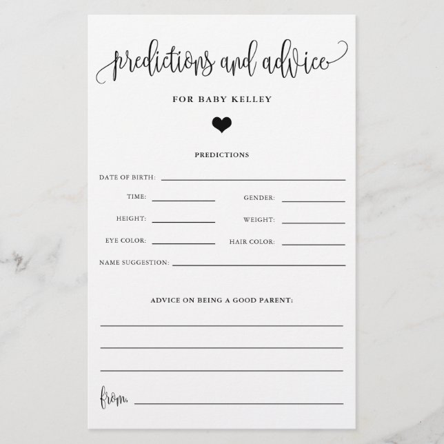 Flyer Previsão e aconselhamento de bebês, caligrafia, ca (Frente)