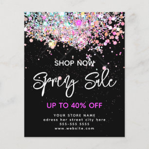 Flyer Primavera de venda moderna - preto brilhante