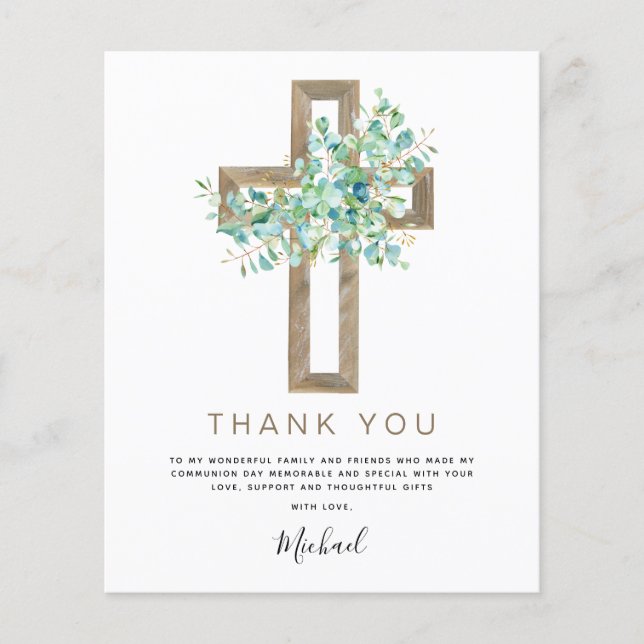 Flyer Primeira Comunhão Econômica Agradecimento Eucalipt (Frente)