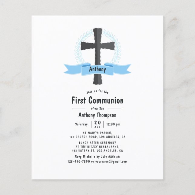 Flyer Primeira Comunhão Menino (Frente)