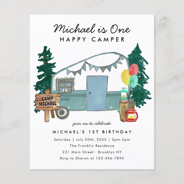 Flyer Primeiro aniversario de acampamento de árvores de  (Frente)