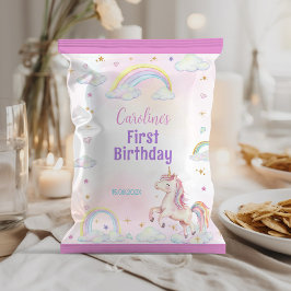 Flyer Primeiro aniversario Rainbow Unicorn Chip Bag Wrap