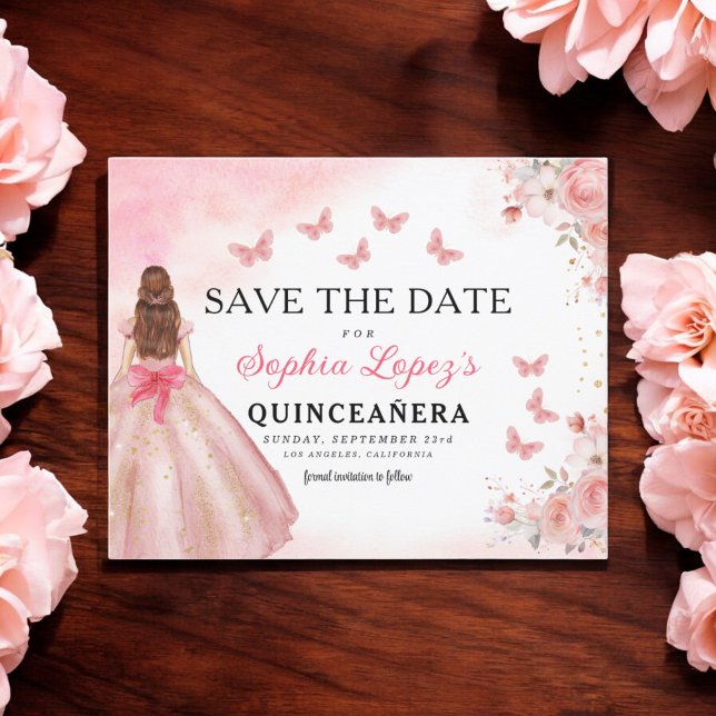 Flyer Princesa Dourada Rosa de Orçamento Aniversário Qui (Criador carregado)