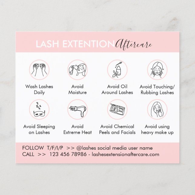 Flyer Produtos de Extensão Eyelash Orçamento de Pós-cuid (Verso)