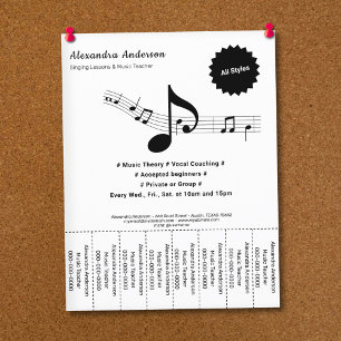 Flyer Professor de Música Preto e Branco Tiras de Rasgo