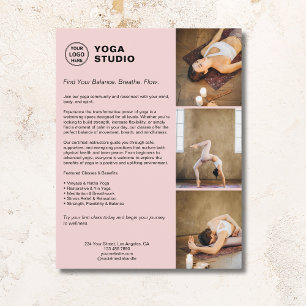 Flyer Professor Instrutor Yoga Promocional Empresa Rosa
