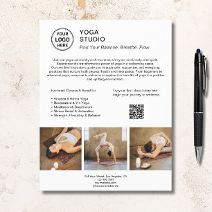 Flyer Professora instrutora do Yoga White Promocional Bu
