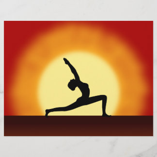 Flyer Professora Yoga Sunrise Possuindo Mulher Silhouett