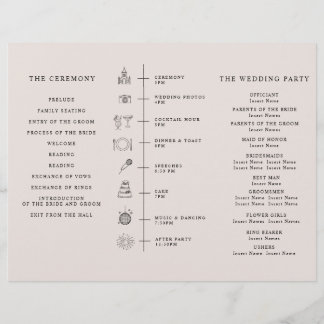 Flyer Program Minimalist Timeline for a Modern Wedding.