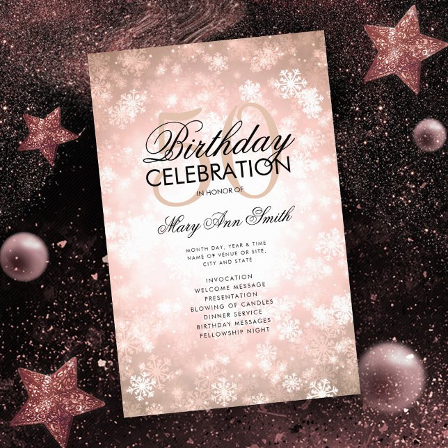 Flyer Programa de aniversário de 50 anos - Rosa do progr (Criador carregado)