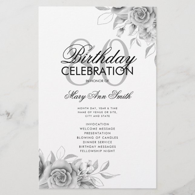 Flyer Programa de Aniversário do Floral 80 com Prata com (Frente)