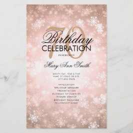 Flyer Programa de Aniversário do inverno 70 Rosa Dourado