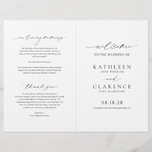Flyer Programa de Casamento Clássico Preto e Branco Econ