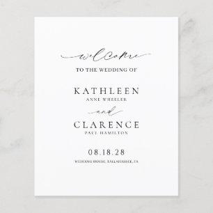Flyer Programa de Casamento Clássico Preto e Branco Econ