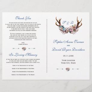 Flyer Programa de Casamento de Antadores Florais de Rosa