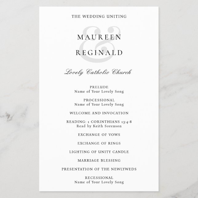 Flyer Programa de Casamento de Orçamento Tradicional par (Frente)