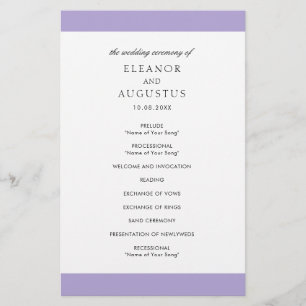 Flyer Programa de Casamento Digital Lavanda Roxo Econômi