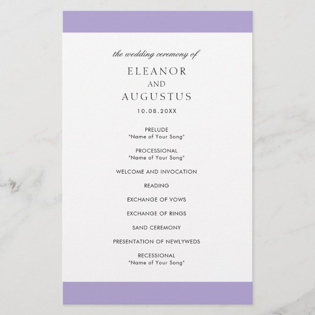Flyer Programa de Casamento Digital Lavanda Roxo Econômi (Frente)
