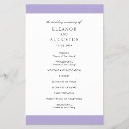 Flyer Programa de Casamento Digital Lavanda Roxo Econômi