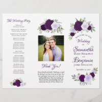 Programa de Casamento DIY Dobra Rosas Boho Roxas