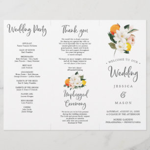 Flyer Programa de Casamento Dobra Tripla Magnolia Citrus