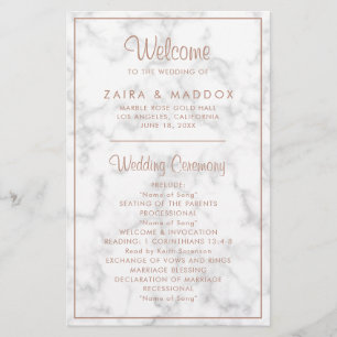 Flyer Programa de Casamento Econômico com Mármore Dourad