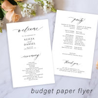Programa de casamento econômico preto branco elega