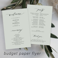 Programa de casamento econômico verde-sage elegant
