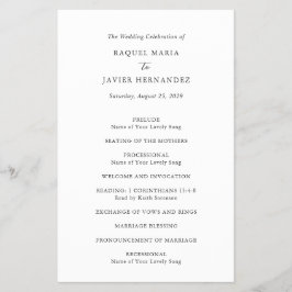 Flyer Programa de Casamento Elegante Clássico e Econômic