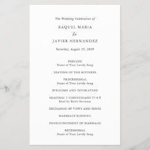 Flyer Programa de Casamento Elegante Clássico e Econômic