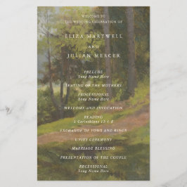 Flyer Programa de Casamento Elegante Floresta Rústica