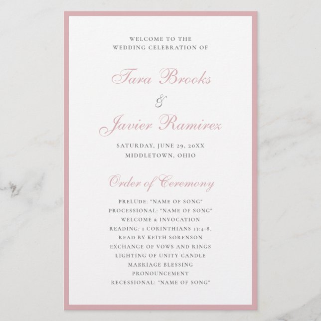 Flyer Programa de Casamento Elegante Formal com Orçament (Frente)