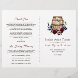 Flyer Programa de casamento em barril de vinho floral ou