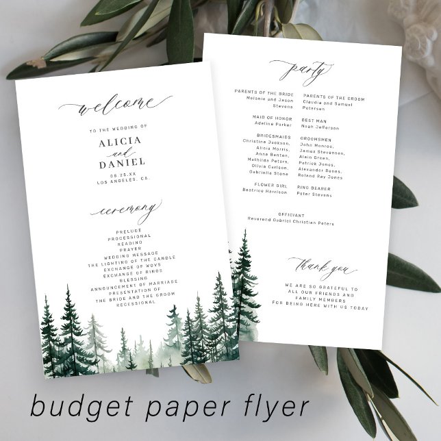 Flyer Programa de casamento em destino de floresta de pi (Criador carregado)