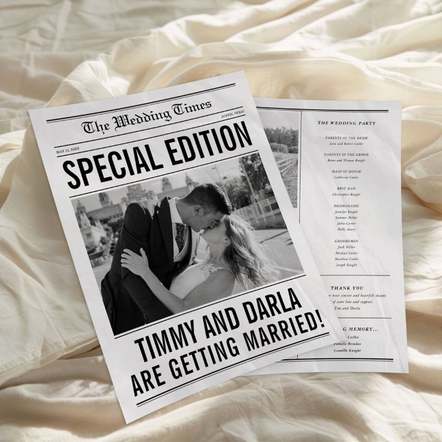 Flyer Programa de Casamento em Jornal de Página Única Gr (Criador carregado)