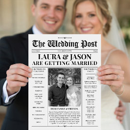 Flyer Programa de Casamento em Jornal Preto e Branco