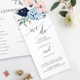 Flyer Programa de Casamento em Três Formas de marinhos