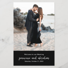 Flyer Programa de Casamento Limpo Preto Foto Moderno Orç