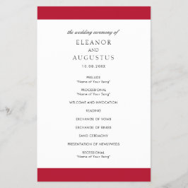 Flyer Programa de Casamento Minimalista Clássico Vermelh