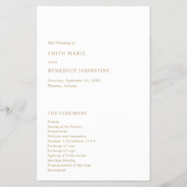 Flyer Programa de Casamento Minimalista em Ouro Moderno